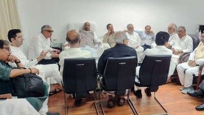 Congress President and Leader of Opposition in Rajya Sabha Mallikarjun Kharge, along with others during a meeting , in New Delhi (ANI) Congress President and Leader of Opposition in Rajya Sabha Mallikarjun Kharge, along with others during a meeting , in New Delhi (ANI)
