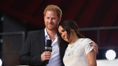 Prince Harry and Meghan Markle speak during the 2021 Global Citizen Live festival at the Great Lawn, Central Park on September 25, 2021 in New York City (Photo by Angela Weiss / AFP) (AFP) Prince Harry and Meghan Markle speak during the 2021 Global Citizen Live festival at the Great Lawn, Central Park on September 25, 2021 in New York City (Photo by Angela Weiss / AFP) (AFP)