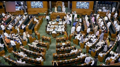 Lok Sabha Speaker Om Birla leaves as the proceedings of the House adjourned amid the sloganeering by the Opposition MPs during the Monsoon Session of Parliament. (ANI) Lok Sabha Speaker Om Birla leaves as the proceedings of the House adjourned amid the sloganeering by the Opposition MPs during the Monsoon Session of Parliament. (ANI)