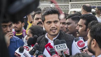 Mumbai, India - January 6, 2020: NCP MLA Rohit Pawar comes to talk to the protesters at Gateway of India in Mumbai, India, on Monday, January 6, 2020. (Photo by Pratik Chorge/Hindustan Times) (Pratik Chorge/HT Photo) Mumbai, India - January 6, 2020: NCP MLA Rohit Pawar comes to talk to the protesters at Gateway of India in Mumbai, India, on Monday, January 6, 2020. (Photo by Pratik Chorge/Hindustan Times) (Pratik Chorge/HT Photo)