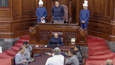 TMC MP Derek O'Brien protests in the Rajya Sabha during the Monsoon session of Parliament in New Delhi on Friday, (PTI) TMC MP Derek O'Brien protests in the Rajya Sabha during the Monsoon session of Parliament in New Delhi on Friday, (PTI)