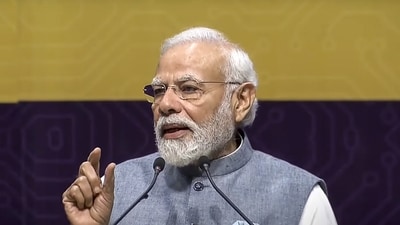 **EDS: VIDEO GRAB** Gandhinagar: Prime Minister Narendra Modi addresses the Semicon India Conference 2023, in Gandhinagar, Friday, July 28, 2023. (PTI Photo)(PTI07_28_2023_000075B) **EDS: VIDEO GRAB** Gandhinagar: Prime Minister Narendra Modi addresses the Semicon India Conference 2023, in Gandhinagar, Friday, July 28, 2023. (PTI Photo)(PTI07_28_2023_000075B)