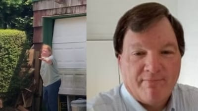 “Don’t talk to me,” Asa Ellerup could be heard yelling at a reporter from the front yard of her home (New York Post screenshot, Suffolk County)