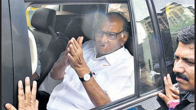 Thane, India - July, 08, 2023: Sharad Pawar was welcomed by NCP workers in Thane while he was visiting Yewla Nashik in Maharashtra on Saturday at thane check naka ,in Thane, in Mumbai, India, on,Saturday, July, 08, 2023. ( Praful Gangurde / HT Photo ) Thane, India - July, 08, 2023: Sharad Pawar was welcomed by NCP workers in Thane while he was visiting Yewla Nashik in Maharashtra on Saturday at thane check naka ,in Thane, in Mumbai, India, on,Saturday, July, 08, 2023. ( Praful Gangurde / HT Photo )