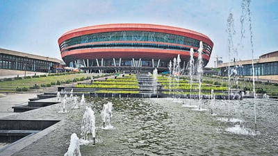 The complex displays themes related to Indian culture and heritage through the interiors. (Raj K Raj/HT Photo) The complex displays themes related to Indian culture and heritage through the interiors. (Raj K Raj/HT Photo)