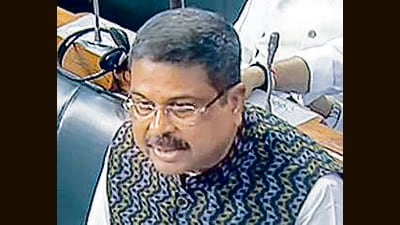 Union Education Minister Dharmendra Pradhan speaks in the Lok Sabha. (ANI) Union Education Minister Dharmendra Pradhan speaks in the Lok Sabha. (ANI)