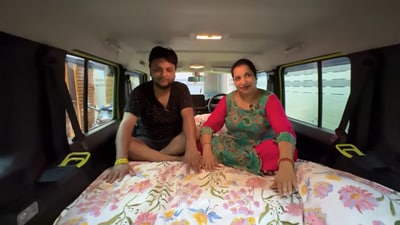 Man turns car into cosy bedroom. (YouTube/@XtremeMotoAdventure) Man turns car into cosy bedroom. (YouTube/@XtremeMotoAdventure)
