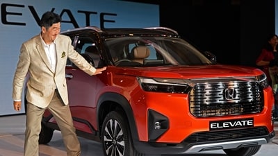 Takuya Tsumura, the President and Chief Executive Officer of Honda Cars India Ltd. gestures during the world premier launch of the new Honda Elevate SUV in New Delhi on June 6, 2023. (AFP file) Takuya Tsumura, the President and Chief Executive Officer of Honda Cars India Ltd. gestures during the world premier launch of the new Honda Elevate SUV in New Delhi on June 6, 2023. (AFP file)