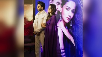 On the other hand, Ranveer for his look got decked up in a white t-shirt paired with a matching denim jacket and trousers. With his quirky sunglasses on, he looked dapper. (Instagram/@aliaabhatt) On the other hand, Ranveer for his look got decked up in a white t-shirt paired with a matching denim jacket and trousers. With his quirky sunglasses on, he looked dapper. (Instagram/@aliaabhatt)