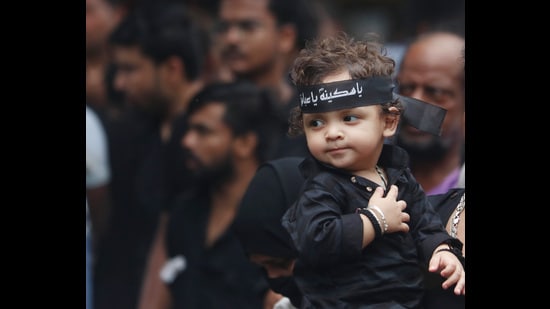 A child participating in a Muharram procession in Lucknow on Friday. (Deepak Gupta/ht)