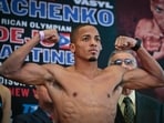 FILE - Puerto Rican boxer Felix Verdejo poses after his weigh-in at Madison Square Garden in New York, June 10, 2016. A jury on Friday, July 28, 2023, found Verdejo guilty on two of four charges in the murder of Kelshla Rodriguez. (AP Photo/Bebeto Matthews, File) FILE - Puerto Rican boxer Felix Verdejo poses after his weigh-in at Madison Square Garden in New York, June 10, 2016. A jury on Friday, July 28, 2023, found Verdejo guilty on two of four charges in the murder of Kelshla Rodriguez. (AP Photo/Bebeto Matthews, File)