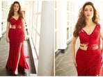 Tamannaah Bhatia is currently busy with the promotions of her upcoming film Jailer which also stars Rajinikanth. For the song launch of the film, the actor donned a stunning red Falguni Shane Peacock ensemble.&nbsp;