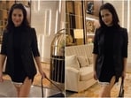 Sunny Leone stuns in a black mini dress and blazer for a new video. 