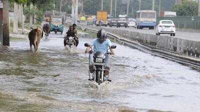 A waterlogged stretch on NH-48 in Gurugram on Saturday. (Parveen Kumar/ HT) A waterlogged stretch on NH-48 in Gurugram on Saturday. (Parveen Kumar/ HT)