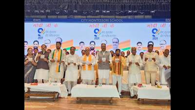 BJP leaders at the release of the CDs in Lucknow. (Sourced)