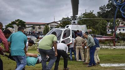 Chamoli: An injured being airlifted to AIIMS Rishikesh after an accident at a power transformer at a Namami Gange project site on the banks of the Alaknanda river, in Chamoli district, Wednesday, July 19, 2023. At least 15 people were killed and several injured in the accident, according to officials. (PTI Photo)(PTI07_19_2023_000094A) (PTI) Chamoli: An injured being airlifted to AIIMS Rishikesh after an accident at a power transformer at a Namami Gange project site on the banks of the Alaknanda river, in Chamoli district, Wednesday, July 19, 2023. At least 15 people were killed and several injured in the accident, according to officials. (PTI Photo)(PTI07_19_2023_000094A) (PTI)