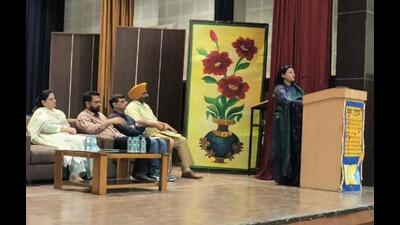 District education department officials during a meeting in Ludhiana. (HT PHOTO)