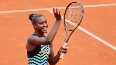 Germany's Noma Noha Akugue celebrates after defeating Russia's Diana Shnaider in the women's singles semifinal at the WTA tennis tournament at Rothenbaum Tennis Stadium, Hamburg, Germany (AP) Germany's Noma Noha Akugue celebrates after defeating Russia's Diana Shnaider in the women's singles semifinal at the WTA tennis tournament at Rothenbaum Tennis Stadium, Hamburg, Germany (AP)