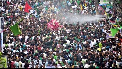 Lakhs taking part in the processions on the 10th day of Muharram in Old City areas of Prayagraj on Saturday (Anil Kumar Maurya/HT) Lakhs taking part in the processions on the 10th day of Muharram in Old City areas of Prayagraj on Saturday (Anil Kumar Maurya/HT)