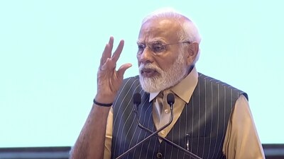 Prime Minister Narendra Modi addresses at the Akhil Bharatiya Shiksha Samagam, at Bharat Mandapam in New Delhi (PTI) Prime Minister Narendra Modi addresses at the Akhil Bharatiya Shiksha Samagam, at Bharat Mandapam in New Delhi (PTI)