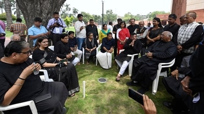MPs belonging to the Opposition's INDIA (Photo by Sanjeev Verma/ Hindustan Times) MPs belonging to the Opposition's INDIA (Photo by Sanjeev Verma/ Hindustan Times)
