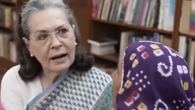 Former Congress president Sonia Gandhi meet women farmers from Haryana. (Instagram/INCIndia) Former Congress president Sonia Gandhi meet women farmers from Haryana. (Instagram/INCIndia)