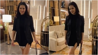Sunny Leone stuns in a black mini dress and blazer for a new video. (Instagram) Sunny Leone stuns in a black mini dress and blazer for a new video. (Instagram)