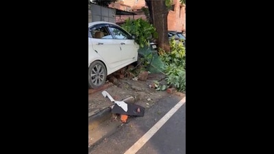 The car involved in the crash. (HT Photo)