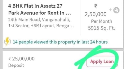 The screenshot of the listing of a 4BHK flat in Bengaluru has gone viral.