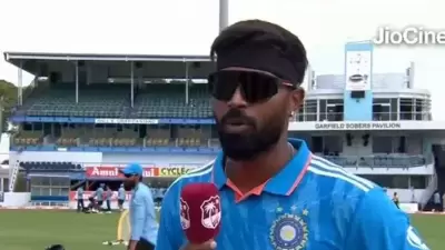 Hardik Pandya during toss in the 2nd ODI vs West Indies (Twitter)