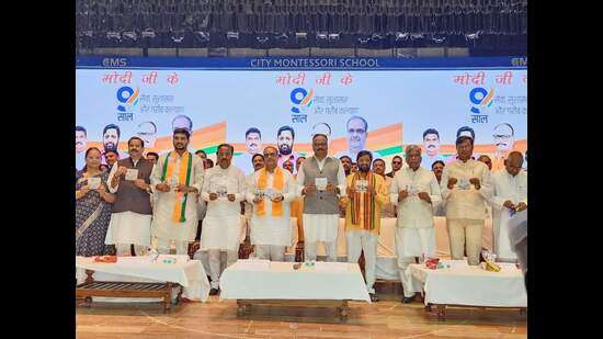 BJP leaders at the release of the CDs in Lucknow. (Sourced)