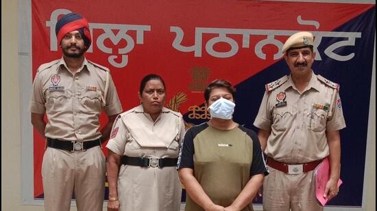 The accused travel agent in Pathankot police custody on Saturday.