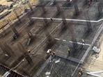 The construction of the Jewar airport. (HT Photo) The construction of the Jewar airport. (HT Photo)