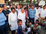 JD(U) MP Rajiv Ranjan Singh, JMM MP Mahua Maji, AAP MP Sushil Gupta, former Manipur chief minister Okram Ibobi Singh and other leaders of the INDIA alliance parties meet people affected by the ethnic violence in Manipur, at a relief camp in Imphal east district on Saturday, JD(U) MP Rajiv Ranjan Singh, JMM MP Mahua Maji, AAP MP Sushil Gupta, former Manipur chief minister Okram Ibobi Singh and other leaders of the INDIA alliance parties meet people affected by the ethnic violence in Manipur, at a relief camp in Imphal east district on Saturday,