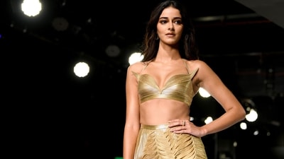 Bollywood actress Ananya Pandey showcases the creation of designer Rimzim Dadu during the India Couture Week 2023, at DLF Emporio in New Delhi on Sunday. (ANI Photo/Ayush Sharma) (Ayush Sharma) Bollywood actress Ananya Pandey showcases the creation of designer Rimzim Dadu during the India Couture Week 2023, at DLF Emporio in New Delhi on Sunday. (ANI Photo/Ayush Sharma) (Ayush Sharma)