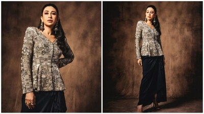 Karisma Kapoor recently made a stylish appearance on the talent show India's Best Dancer wearing a contemporary jacket teamed with a skirt. (Instagram/@therealkarismakapoor) Karisma Kapoor recently made a stylish appearance on the talent show India's Best Dancer wearing a contemporary jacket teamed with a skirt. (Instagram/@therealkarismakapoor)