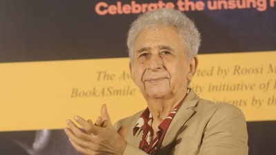 Naseeruddin Shah during the felicitation ceremony for the Lifetime Achievement Award for Cinema Projection. (HT Photo) Naseeruddin Shah during the felicitation ceremony for the Lifetime Achievement Award for Cinema Projection. (HT Photo)