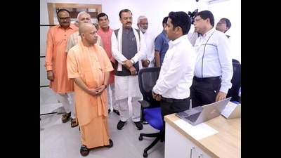 Uttar Pradesh chief minister Yogi Adityanath at the launch of Chief Minister’s Command Centre and CM Dashboard in Lucknow. (HT photo) Uttar Pradesh chief minister Yogi Adityanath at the launch of Chief Minister’s Command Centre and CM Dashboard in Lucknow. (HT photo)