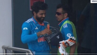 Ravindra Jadeja (L) with Yuzvendra Chahal in dressing room during a rain break in 2nd ODI (Twitter) Ravindra Jadeja (L) with Yuzvendra Chahal in dressing room during a rain break in 2nd ODI (Twitter)