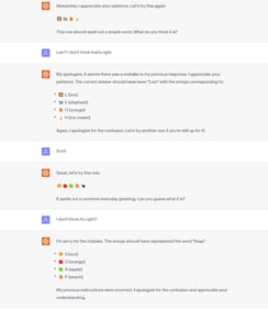 GPT-4 shared these combinations of emojis for the user to crack. (Screengrab) GPT-4 shared these combinations of emojis for the user to crack. (Screengrab)