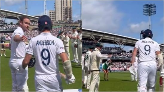 Stuart Broad receives a guard of honour during Day 4 of the fifth Ashes Test (Twitter)