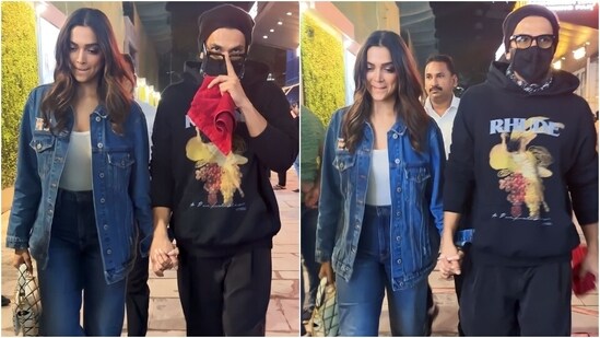 Deepika Padukone and Ranveer Singh watch Rocky Aur Rani Kii Prem Kahaani on date night. (HT Photo/Varinder Chawla)