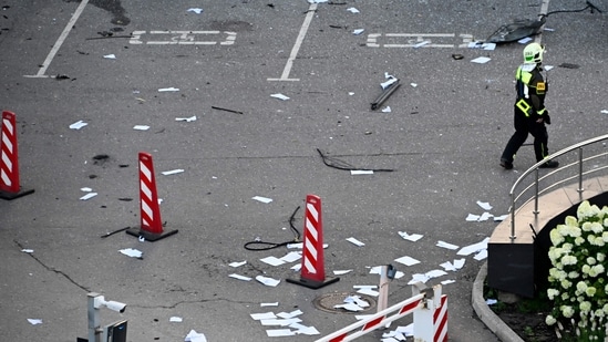 Ukrainian drones attacked Russia's capital Moscow on Sunday morning damaging two office buildings and briefly shutting an international airport.&nbsp;(AFP)