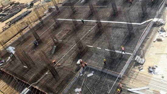 The construction of the Jewar airport. (HT Photo)