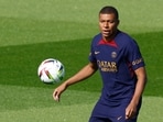 PSG's Kylian Mbappe during training.