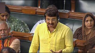 BJP MP Manoj Tiwari speaks in the Lok Sabha during ongoing monsoon session of Parliament on Monday. (PTI Photo) BJP MP Manoj Tiwari speaks in the Lok Sabha during ongoing monsoon session of Parliament on Monday. (PTI Photo)