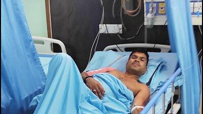 Nilesh Mukhiya, husband of a BJP councillor from Patna, who was shot at. (HT)