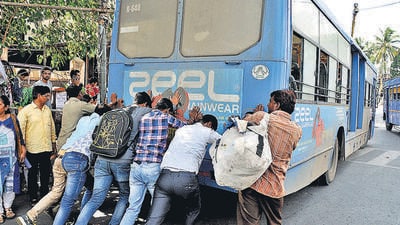 Once a bus breaks down on the road, passengers have to wait for another bus, many a time while it’s raining. (REPRESENTATIVE PHOTO) Once a bus breaks down on the road, passengers have to wait for another bus, many a time while it’s raining. (REPRESENTATIVE PHOTO)