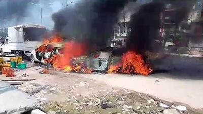 Police said that at least five shops and five vehicles were also torched in Sohna’s Ambedkar Chowk. They said police personnel have been deployed across the city to maintain law and order. (HT Photo) Police said that at least five shops and five vehicles were also torched in Sohna’s Ambedkar Chowk. They said police personnel have been deployed across the city to maintain law and order. (HT Photo)