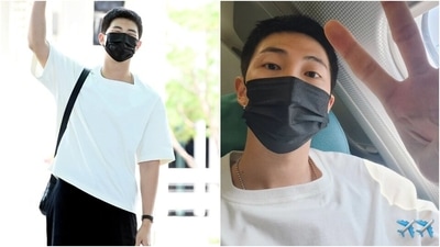 RM of BTS heads to Japan dressed in a comfy and elegant Bottega Veneta outfit. (Twitter, Instagram) RM of BTS heads to Japan dressed in a comfy and elegant Bottega Veneta outfit. (Twitter, Instagram)